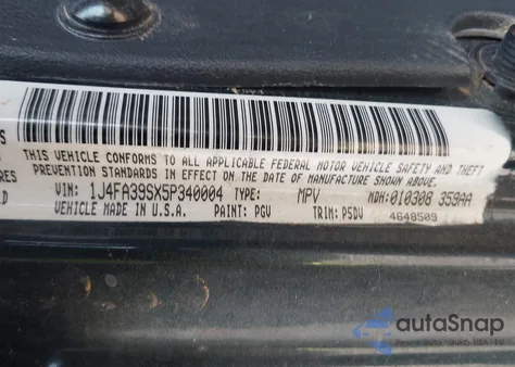 2005 Jeep Wrangler X z USA, uszkodzony, nr VIN 1J4FA39SX5P340004